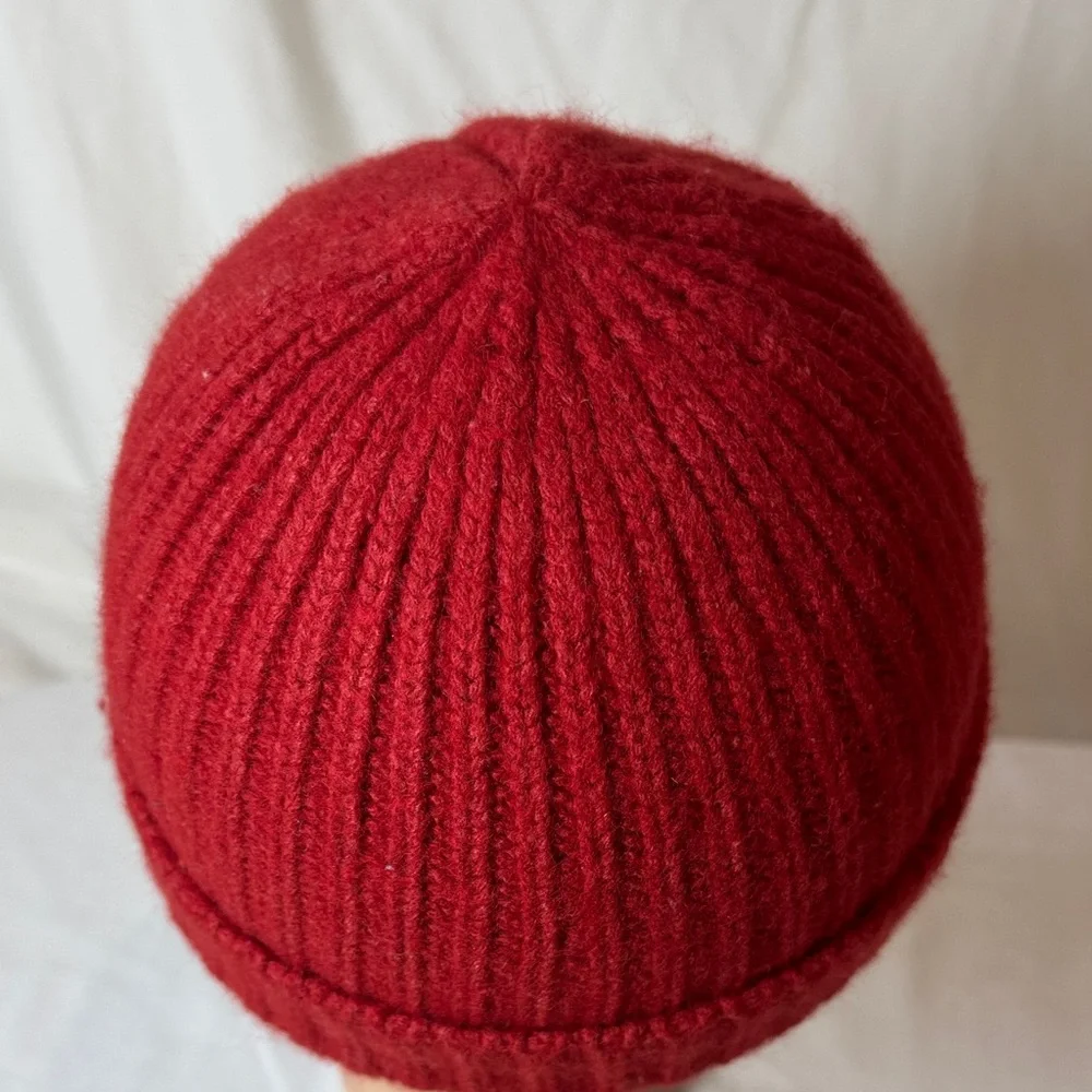 Coach Red Lambswool Blend Knit Beanie. OS.